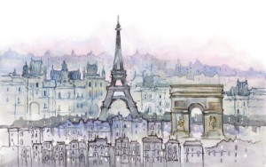 Fototapete Paris art, ansehen, Hintergrund, reisen, Illustration