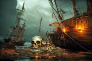 Fototapete Andere versenden, alten, Abenteuer, Piraten, Schädel