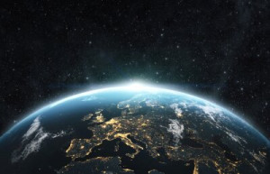 Fototapete Andere Erde, Weltraum, Sonne, Globus, beleuchtet
