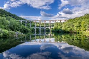 Fototapete Andere Fluss, Wasser, Landschaft, Brücke, Himmel