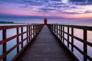 Fototapete Andere red, italien, Sonnenaufgang, Pier, Leuchtturm