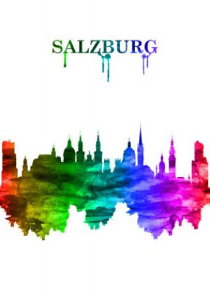 Fototapete salzburg, Österreich, Skyline, Stadtlandschaft, Malerei