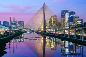 Fototapete Paulo, Brasilien, Brücke, Sonnenuntergang, Übernachtung