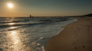 Fototapete Andere Sonnenaufgang, Fußabdruck, ostsee, usedom, Horizont