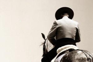 Fototapete Andere Silhouette, Mann, Pferd, Spanien, Fahrer