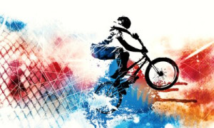 Fototapete Fahrrad, Sport, Motocross, springen, Biker