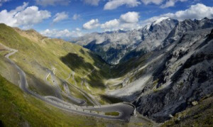 Fototapete Berg, italien, Fahrrad, Straße, Kurve