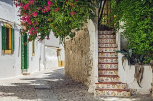 Fototapete ibiza, Spanien, Balkon, Straße, Stadt