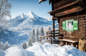 Fototapete Winter, Alpen, Schnee, Berg, Kabine