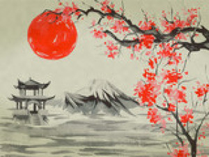 Fototapeta Japonia, malować, japoński, ilustracja, sztuka