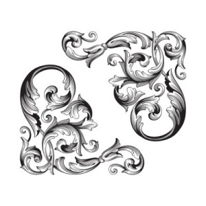 Fototapeta rocznik wina, ornament, adamaszek, róg, granica