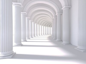 Fototapeta Mur biały, wnętrze, streszczenie, 3d, tunel