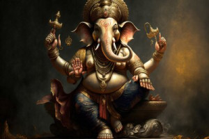 Fototapeta generatywny, ai, Ganesh, hinduizm, lord