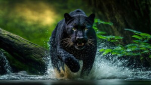 Fototapeta pantera, czarny, tło, zwierzęcy, jaguar