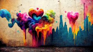Fototapeta Graffiti, ściana, tło, nubes, miłość