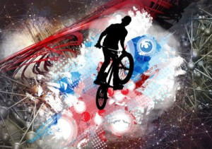Fototapeta streszczenie, tło, rower, bmx, chłopak