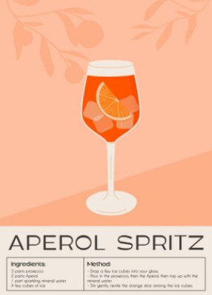 Fototapeta spritz, cocktail, aperitif, receipe, plakat