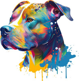 Fototapeta kolorowy, pitbull, pies, zwierzęcy, pieszczoch