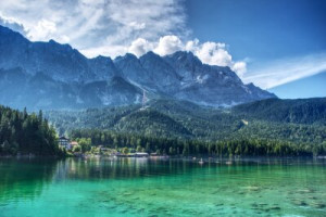 Fototapeta Zugspitze, jezioro, góra, krajobraz, woda