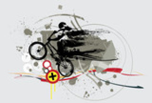 Fototapeta bmx, jeździec, akrobatyczny, akcja, działalność