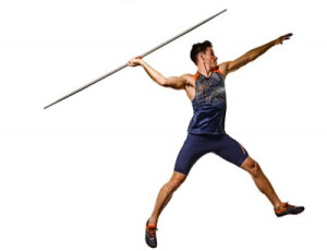 Fototapeta oszczep, sylwetka, odizolowany, białe tło, athleticism