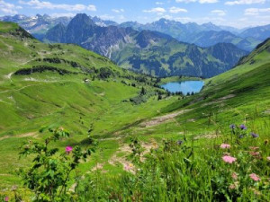 Fototapeta alpen, montować, krajobraz, zobaczyć, górskie jezioro