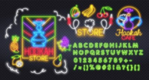 Fototapeta nargile, neon, wektor, Znaki, hol
