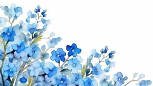 Fototapeta Myosotis, akwarela, rysunek, kwiat, niebieski