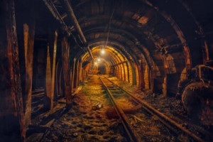 Fototapeta Przestrzenne kopalnia, górnictwo, tunel, pod ziemią, węgiel