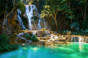 Fototapeta Rzeka wodospad, Laos, strumień, wakacje, woda