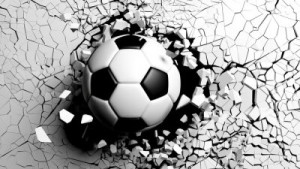 Fototapeta Sport piłka nożna, ściana, wrak, 3d, dziura