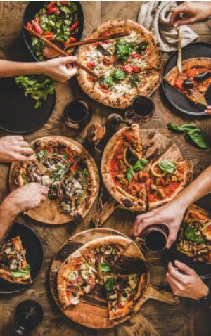 Fototapeta pizza, topview, ludzie, rodzina, przyjaciele