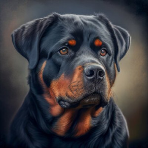 Fototapeta portret, rottweiler, pies, ilustracja, zwierzęcy