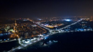 Fototapeta noc, miasto, panorama, horyzont, miejski