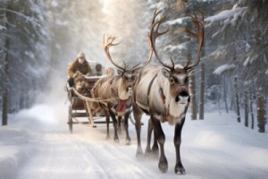Fototapeta śnieg, zima, renifer, charakter, Finlandia