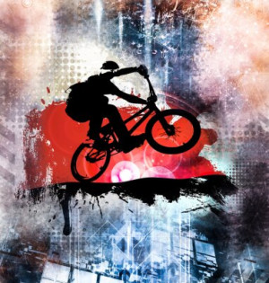 Fototapeta streszczenie, tło, rower, bmx, chłopak