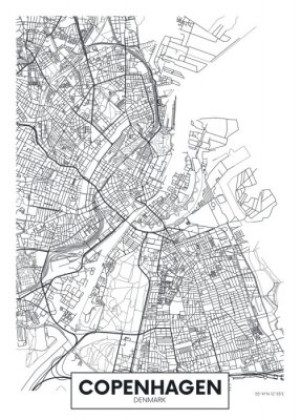 Fototapeta mapa, Kopenhaga, Dania, Skandynawia, nordycki