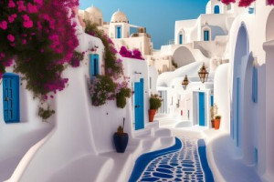 Fototapeta Grecja, santorini, architektura, dom, wyspa