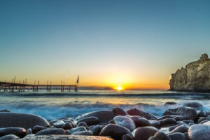 Fototapeta morze, zachód słońca, ocean, plaża, woda