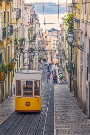 Fototapeta Lisboa, tramwaj, podróżować, architektura, budynek