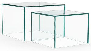 Zestaw stolików kawowych Glopiana kwadratowe 50 i 40 cm transparentne szklane