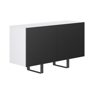 Włoska komoda dwudrzwiowa Gondil 110 cm z przetworzonych butelek PET Biały/Czarny HOMEBOOK