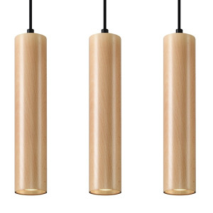 Lampa wisząca Lino 3L naturalne drewno Wyprzedaż