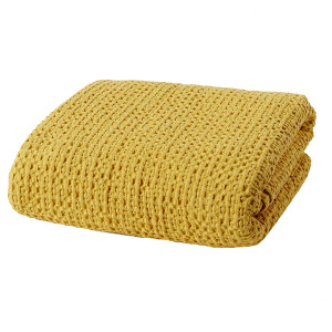 Narzuta na łóżko Alpinia bawełniana żółta 140x220 cm HOMEBOOK