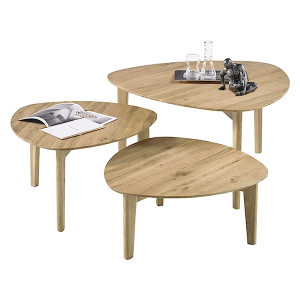 Zestaw trzech stolików kawowych Gazgon dąb lity HOMEBOOK