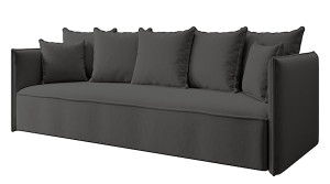 Kanapa z funkcją spania trzyosobowa Calabrio z pojemnikiem boucle beżowa HOMEBOOK kanapa z funkcją spania