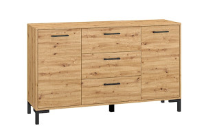 Komoda Ballarti 138 cm dwudrzwiowa z trzema szufladami Dąb artisan HOMEBOOK
