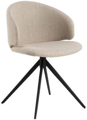Krzesło tapicerowane obrotowe Agatelo na czarnej podstawie beżowy melanż Wyprzedaż