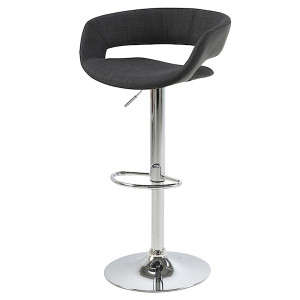 Hoker Hannah antracytowy z oparciem w czarnej ekoskórze HOMEBOOK