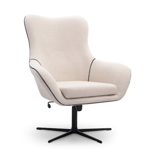 Fotel obrotowy Tumbo w tkaninie boucle jasnobeżowy HOMEBOOK
